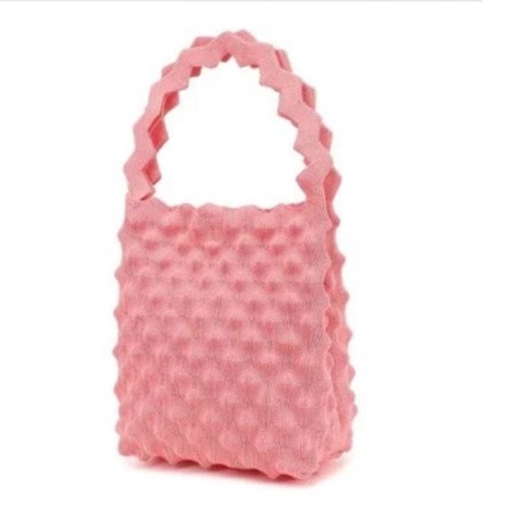 Scarleton Small Puffer Tote Bag Purse, Pink Knit, Magnetic Closure, NWT - Picture 1 of 11